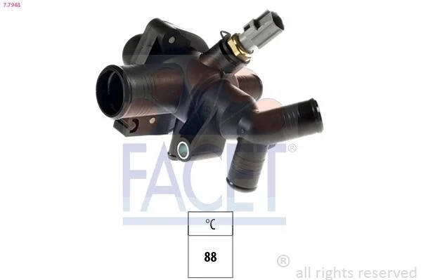 Термостат (с корпусом + датчик) Ford Transit (88 C) (13-) 2.2 TDCi (7.7948) Face FACET 77948 (фото 1)