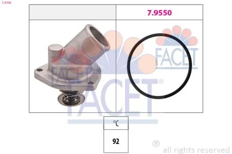 Термостат Opel Astra F/Vectra A 1.6-2.0i 16V -98 (92 C) FACET 7.8196