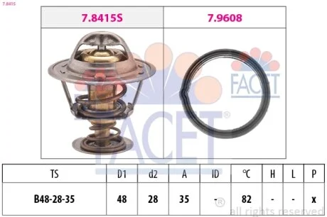 Термостат Hyundai Getz (02-), i10 (07-)/KIA Picanto (04-) 1.0i, 1.1i (7.8415) Fa FACET 78415