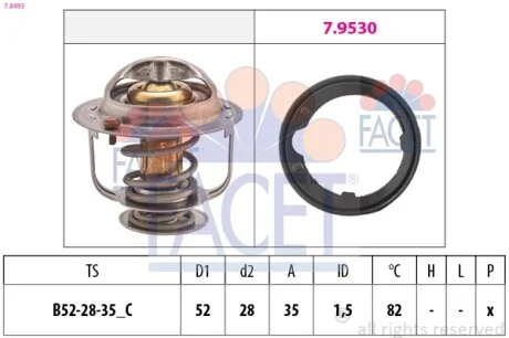 Термостат Honda Accord VIII, Civic VII, VIII, IX, Cr-V II, III, Jazz I, II (7.84 FACET 78493
