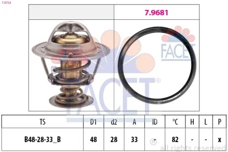 Термостат Nissan Almera III (06-) 1.5i, 1.6i (7.8724) Facet FACET 78724
