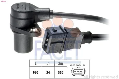 Датчик оборотов коленвала Opel Kadett E/Omega A/Vectra A 1.6-3.3 (85-03) Facet FACET 9.0073