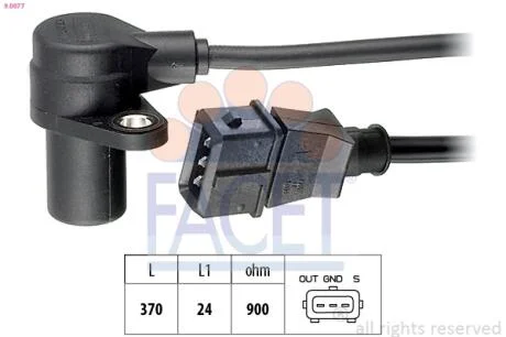 Датчик обертів колінвалу Ford Galaxy/VW Golf, Sharan,T4 2.8 i (95-) Facet FACET 9.0077