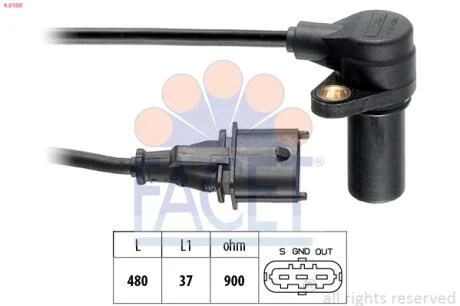 Датчик оборотов коленвала Fiat Punto, Bravia,Bravo/Lancia Kappa 1.9D/2.4D (96-) Facet FACET 9.0169