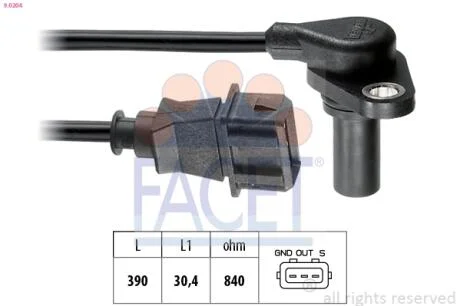 Датчик оборотов коленвала VW Bora/Golf 1.6-2.3 96-07 Facet FACET 9.0204