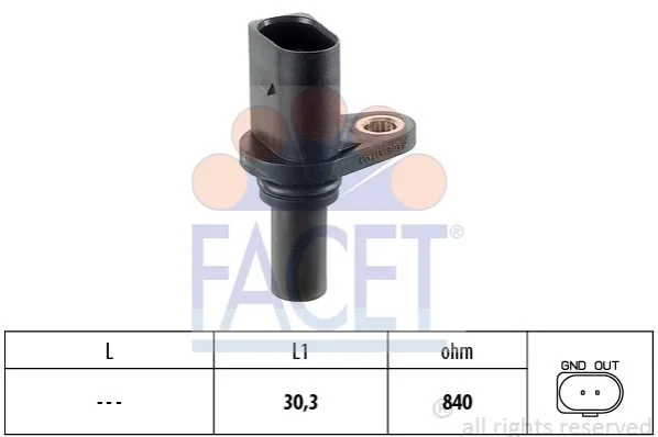 Датчик оборотов коленвала Skoda Octavia/VW Bora/Golf IV 1.6-2.3 (96-) Facet FACET 9.0221 (фото 1)