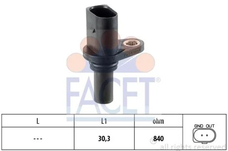 Датчик оборотов коленвала Skoda Octavia/VW Bora/Golf IV 1.6-2.3 (96-) Facet FACET 9.0221