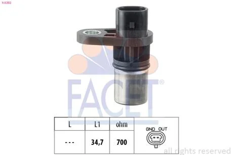 Датчик оборотов коленвала а Opel Astra/Vectra 2.2 i 00-> FACET 9.0292