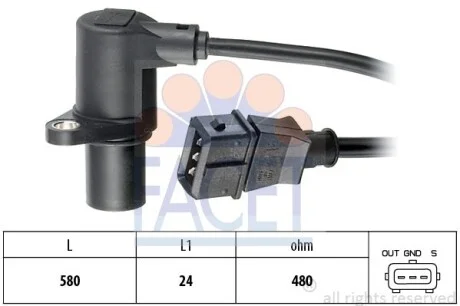 Датчик обертів колінвалу VW Passat B5/Audi A4 1.6/1.8 (93-05) Facet FACET 9.0297