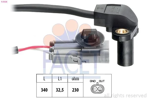 Датчик оборотов коленвала Renault Laguna II (03-), Megane II (03-) 2.0 16V (9.03 FACET 90328 (фото 1)