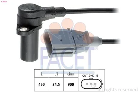 Датчик оборотов коленвала Audi A6/A8/Q7 3.3-4.2 i/TDI (98-) Facet FACET 9.0383