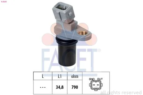 Датчик оборотов коленвала а Smart 451/452 0.7-1.0 i/Turbo/CDi 03-> FACET 9.0641