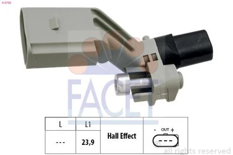 Датчик оборотов коленвала VW Golf VI/Passat B7/Tiguan 1.2/1.4 TSI (09-) Facet FACET 9.0742