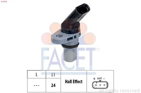 Датчик оборотов коленвала Fabia 14-/Octavia 06-/Caddy 10-/Golf/Passat 11- Facet FACET 9.0778