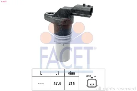 Датчик оборотов распредвала Renault Logan II (16-) 1.0 Sce 75 (9.0835) Facet FACET 90835