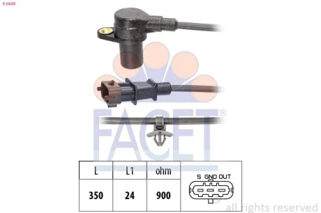 Датчик оборотов коленвала Hyundai i30 (11-), Tucson (15-)/KIA Ceed (12-), Sporta FACET 90849