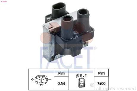 Катушка зажигания Punto/Tipo 93- (9.6046) Facet FACET 96046