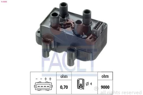 Катушка зажигания Citroen Berlingo 1.4 i (mfkfx, mfkfw) (96-08) FACET 9.6088