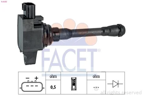 Катушка зажигания Renault Logan II, Sandero II (17-) 1.0 B4D (9.6543) Facet FACET 96543