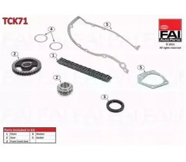 SKODA К-кт цепи ГРМ (цепь+ 2 шестерни+2 прокладки+сальники) Fabia 1.0 99- FAI TCK71