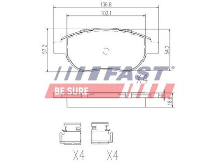 Колодки гальмівні дискові передні комплект FIAT Idea 03-12; PEUGEOT 307 01-11, 207 06-15, 206 98-12, Partner 96-08, 1007 04-09; CITROEN Berlingo 96-08, C4 04-11, C3 01-09, Xsara 00-06, Xsara Picasso 99-10; LANCIA Musa 04-12 FAST FT29156