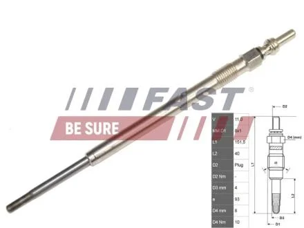 Свічка накалу 2.3/3.0jtd FAST FT82706