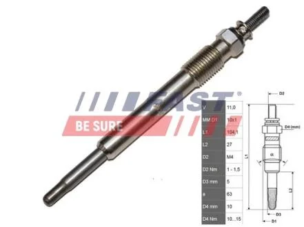 Свічка Розжарення Fiat Ducato 02 2.0 Jtd/Hdi FAST FT82732