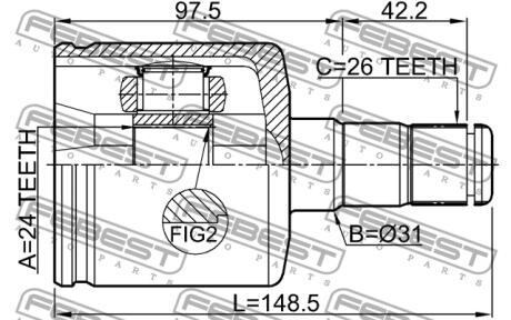 Шрус внутрішній лівий 24x31x26 FEBEST 2711S80ATLH