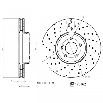 FEBI DB диск гальм. передній (342мм) W205/W213 FEBI BILSTEIN 175162