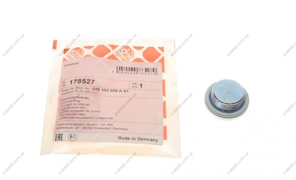 Болт слива масла Audi 100/A6/A8 88- FEBI BILSTEIN 178527 (фото 1)