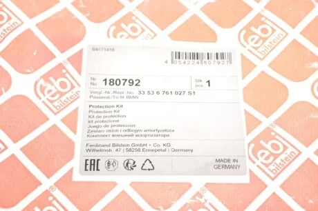 Пыльник + отбойник амортизатора (заднего) BMW 5 (E60) 01-10 (к-кт 2 шт.) M54/M57/N43/N46/N52/N53 FEBI BILSTEIN 180792