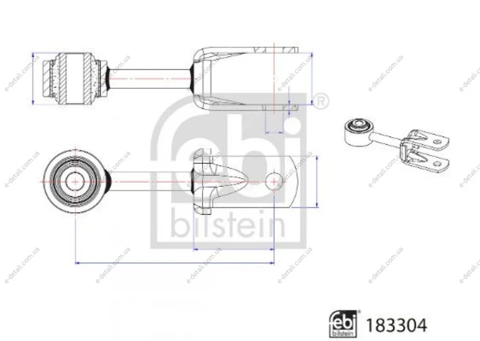 Тяга стабилизатора (заднего) VW Crafter 50/Man TGE 2.0D 17- (139mm) FEBI BILSTEIN 183304 (фото 1)