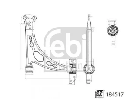 Рычаг подвески (передний/снизу) (R) Audi A3/Seat Leon/Skoda Octavia/SuperB/VW Caddy/Golf/Touran 03- FEBI BILSTEIN 184517