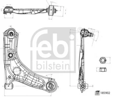 Рычаг подвески (передний/снизу) (R) Citroen C1 II/Toyota Aygo 14- FEBI BILSTEIN 185902