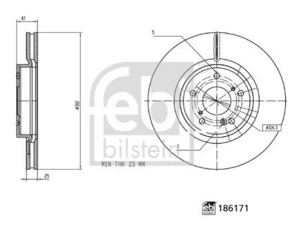 FEBI HONDA Гальмівний диск передній CR-V V (RW_, RT_) 2.0/2.4 17- FEBI BILSTEIN 186171