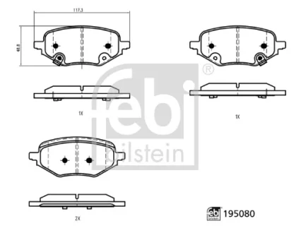 Комплект гальмівних колодок FEBI BILSTEIN 195080