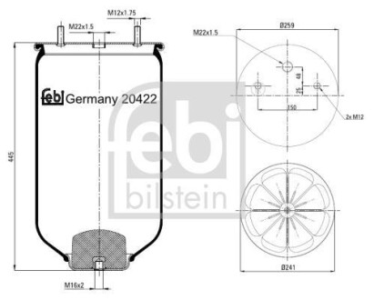 Пневмоподушка без поршня. FEBI BILSTEIN 20422