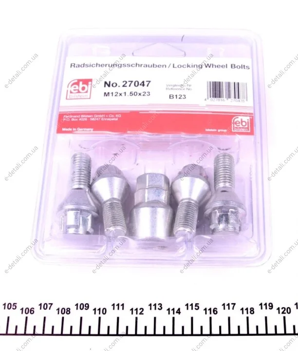 Комплект колесных болтов с замком FEBI BILSTEIN 27047 (фото 1)