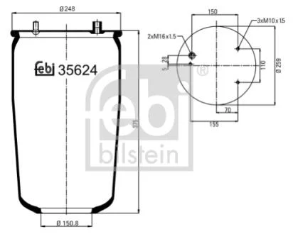 Пневмоподушка без поршня. FEBI BILSTEIN 35624