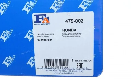 Прокладка колектора випускного Honda Accord/Civic 2.2 ICDTI 10- Fischer Automotive One (FA1) 479-003