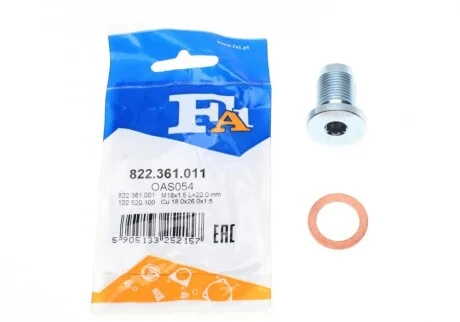 Болт слива масла + шайба Fiat Doblo 1.9 JTD 01- (M18x1,5) Fischer Automotive One (FA1) 822.361.011
