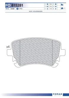 Колодки тормозные дисковые FOMAR FO 815281