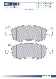 Колодки тормозные дисковые FOMAR FO 873681