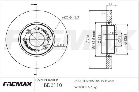 Диск тормозной FREMAX BD-3110