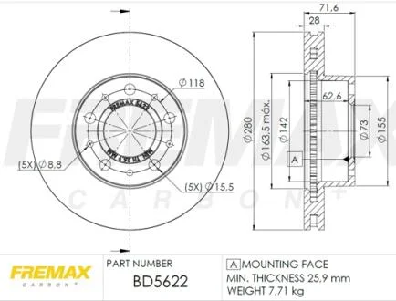 Диск гальмівний FREMAX BD-5622