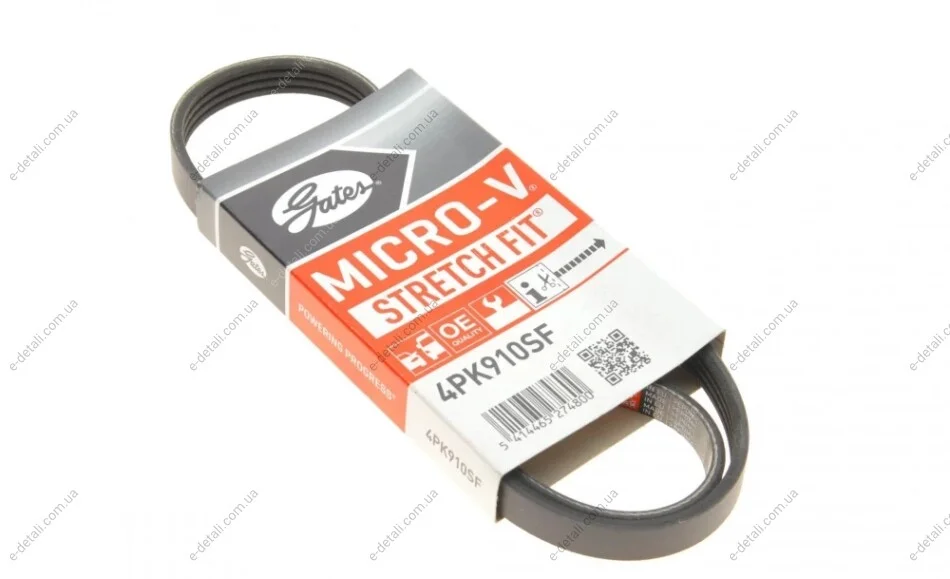 Ремінь генератора Mitsubishi Outlander II 3.0 06-12 Gates 4PK910SF (фото 1)