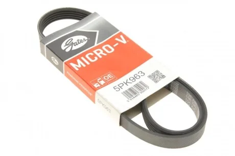 Ремінь генератора Fiat Ducato 1.9D/TD/Peugeot 106 1.5D 94-04/Mitsubishi Lancer/Space Star 1.3 98-04 Gates 5PK963