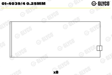 Вкладиш шатунний Glyco 01-4039/4 0.25MM