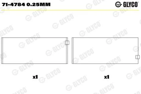 Підшипник ковзання Glyco 71-4784 0.25MM