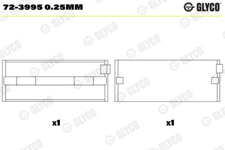 Вкладиші валу колінчастого Glyco 72-3995 0.25MM